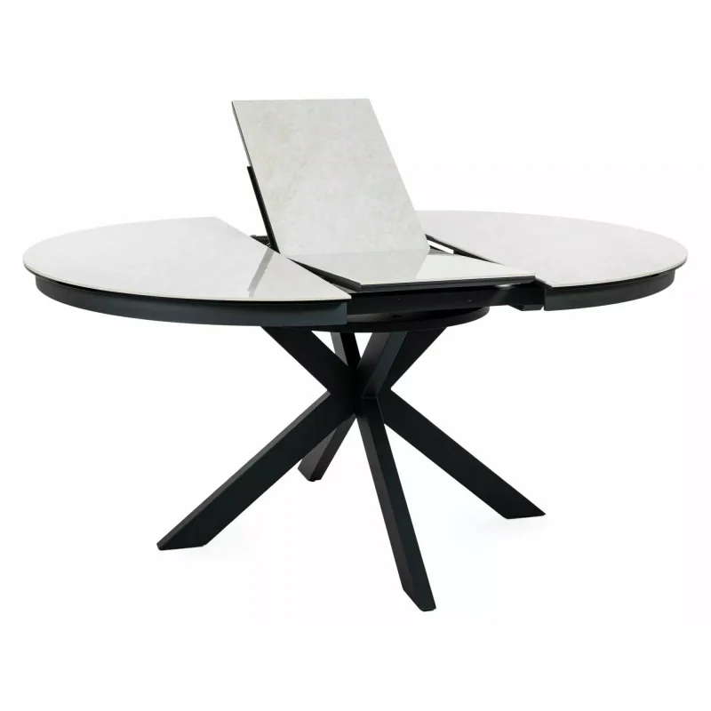 Extendable Round Dining Table Porto ceramic top TajMahal ⌀120-160x120