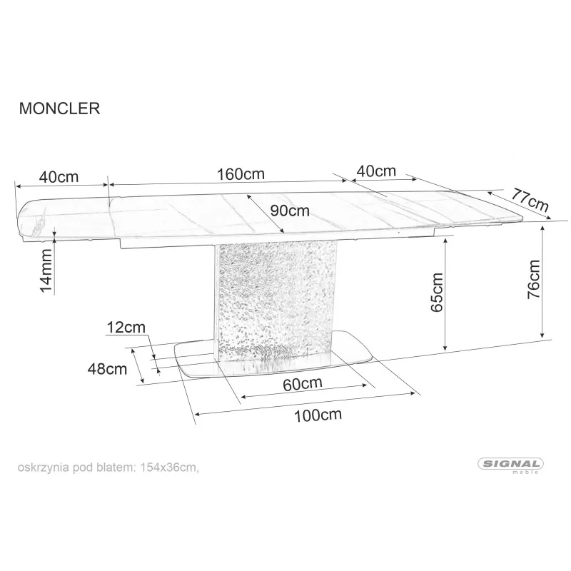 Extendable dining table Moncler ceramic VERDE ALPI 160(200/240)x95cm