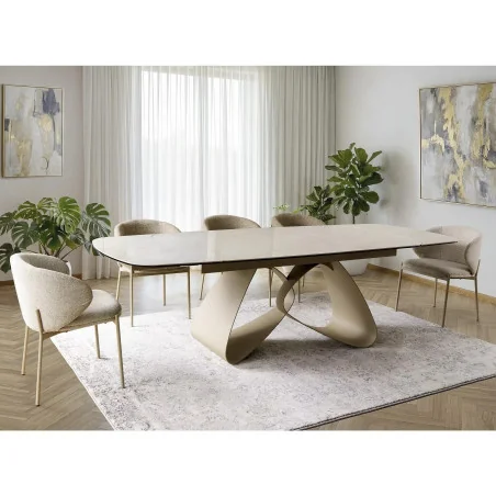 Extendable Dining Table Valentino ceramic Taj Mahal 180(220/260)x90cm