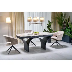 Extendable Dining Table ALTER beige glossy ceramic Top 180(220/260)x90cm