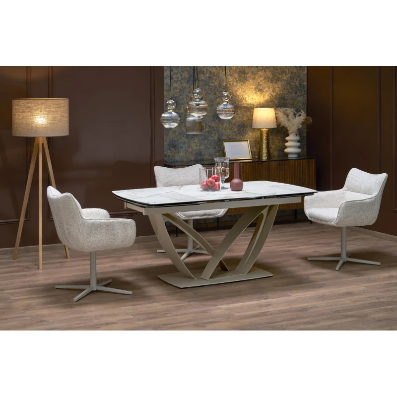 Extendable Dining Table Benjamin ceramic marble effect 160(200/240)x90