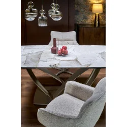 Extendable Dining Table Benjamin ceramic marble effect 160(200/240)x90