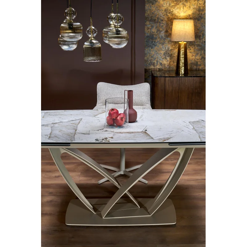 Extendable Dining Table Benjamin ceramic marble effect 160(200/240)x90