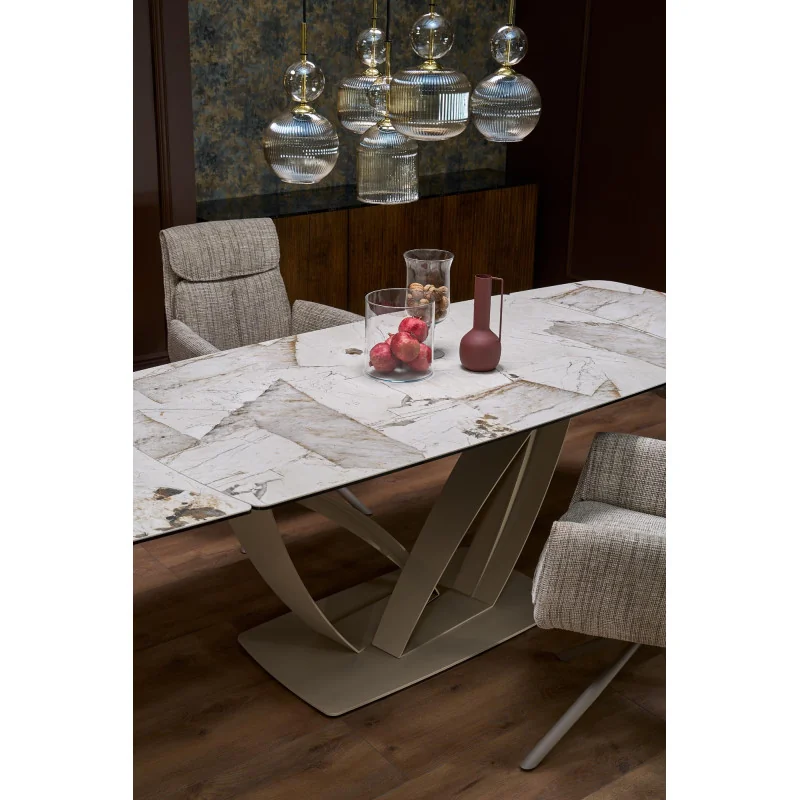 Extendable Dining Table Benjamin ceramic marble effect 160(200/240)x90