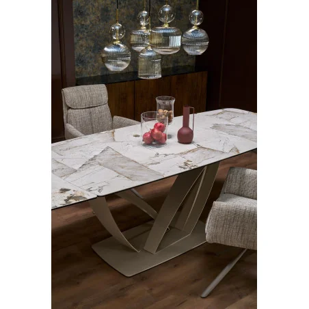 Extendable Dining Table Benjamin ceramic marble effect 160(200/240)x90