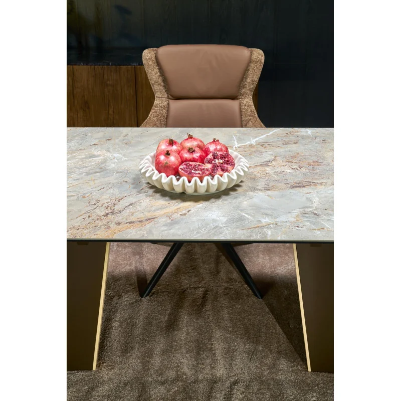 Extendable Dining Table VESNA beige ceramic Top 180(220/260)x90cm