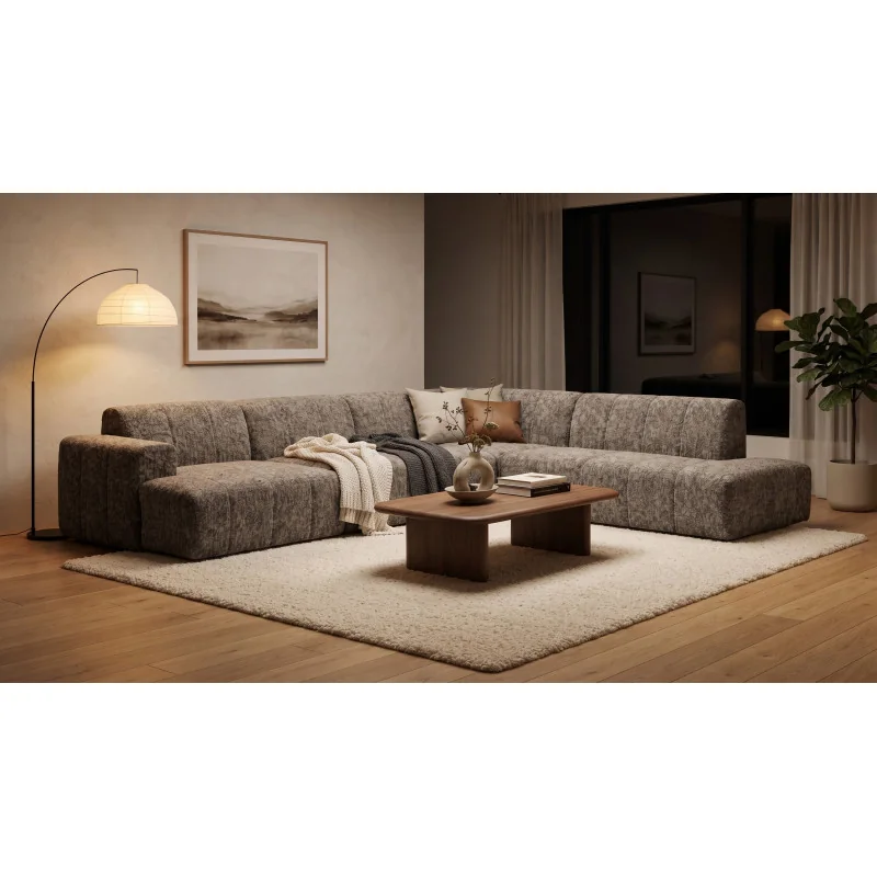 U shaped Sofa Open End with Recliner Muto Quilted 230 x 380 x 165 cm