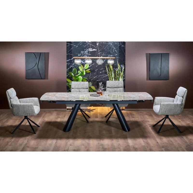 Extendable Dining Table VINCE ceramic marble effect 180(220/260)x90cm