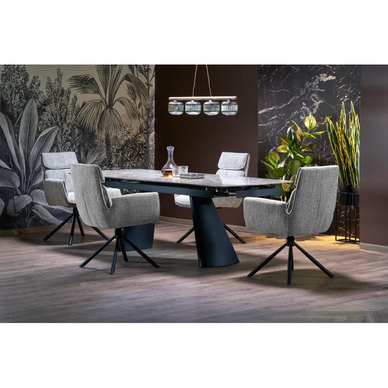 Extendable Dining Table VINCE ceramic marble effect 180(220/260)x90cm
