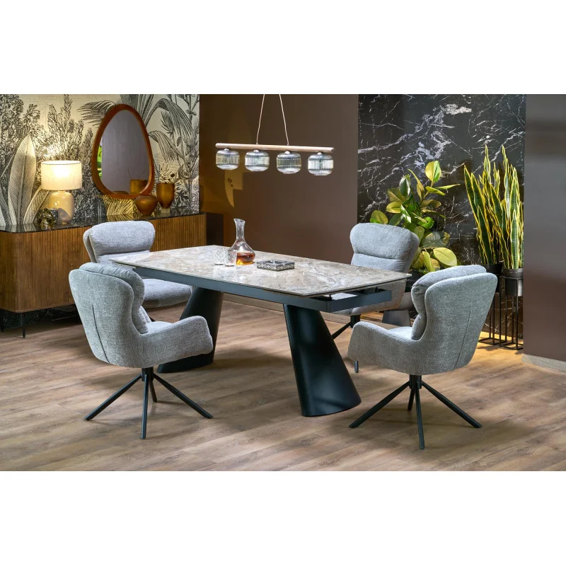 Extendable Dining Table VINCE ceramic marble effect 180(220/260)x90cm