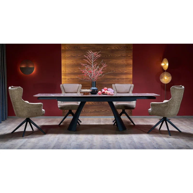 Extendable Dining Table MARVIN ceramic marble effect 180(220/260)x95cm