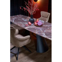 Extendable Dining Table MARVIN ceramic marble effect 180(220/260)x95cm