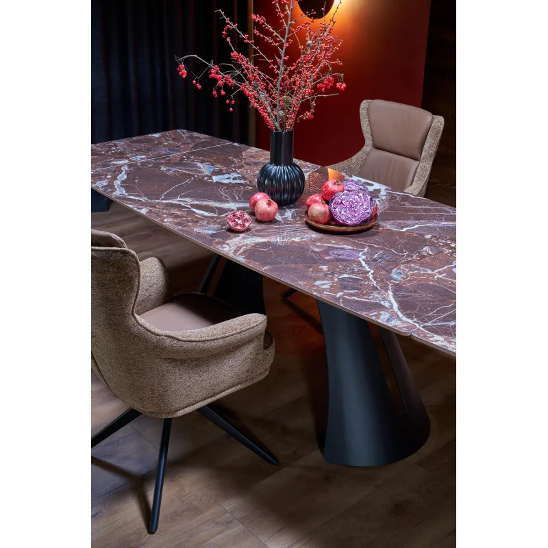 Extendable Dining Table MARVIN ceramic marble effect 180(220/260)x95cm