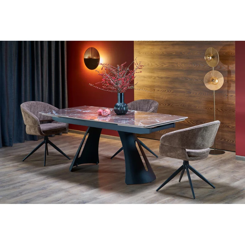 Extendable Dining Table MARVIN ceramic marble effect 180(220/260)x95cm