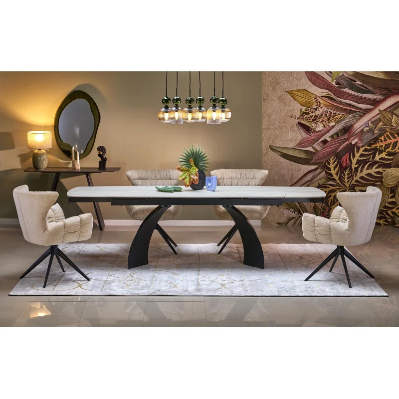 Extendable Dining Table VITRUS ceramic TRAVERTIN top 180(220/260)x90cm