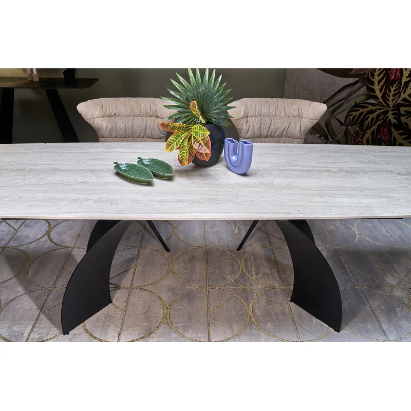 Extendable Dining Table VITRUS ceramic TRAVERTIN top 180(220/260)x90cm