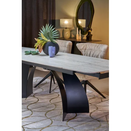 Extendable Dining Table VITRUS ceramic TRAVERTIN top 180(220/260)x90cm