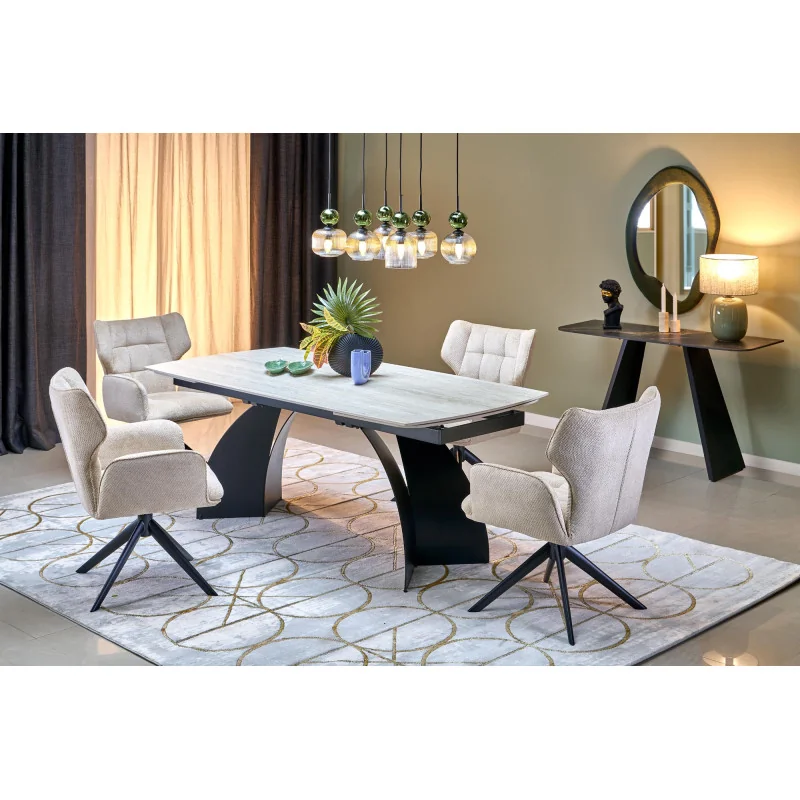Extendable Dining Table VITRUS ceramic TRAVERTIN top 180(220/260)x90cm