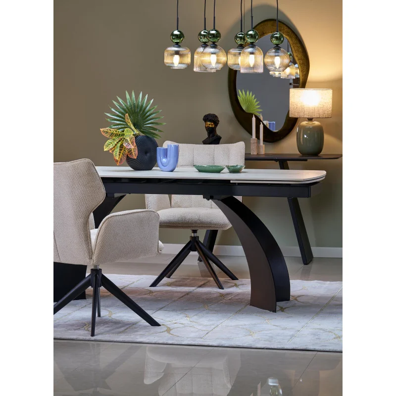 Extendable Dining Table VITRUS ceramic TRAVERTIN top 180(220/260)x90cm