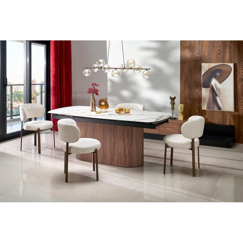 Extendable Dining Table FLAVOR ceramic mat top 200(250/300)x100cm