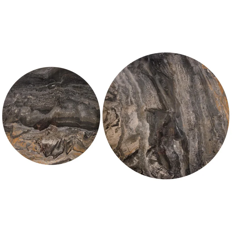 Coffee table Tower glass marble brown effect set/2 pieces 130 x 70cm