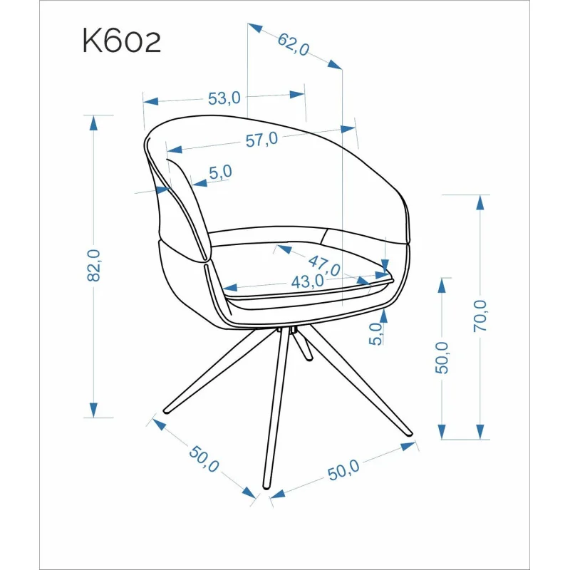 Swivel Chair Laura in cappuccino color with black frame 47 x 50 x 82cm