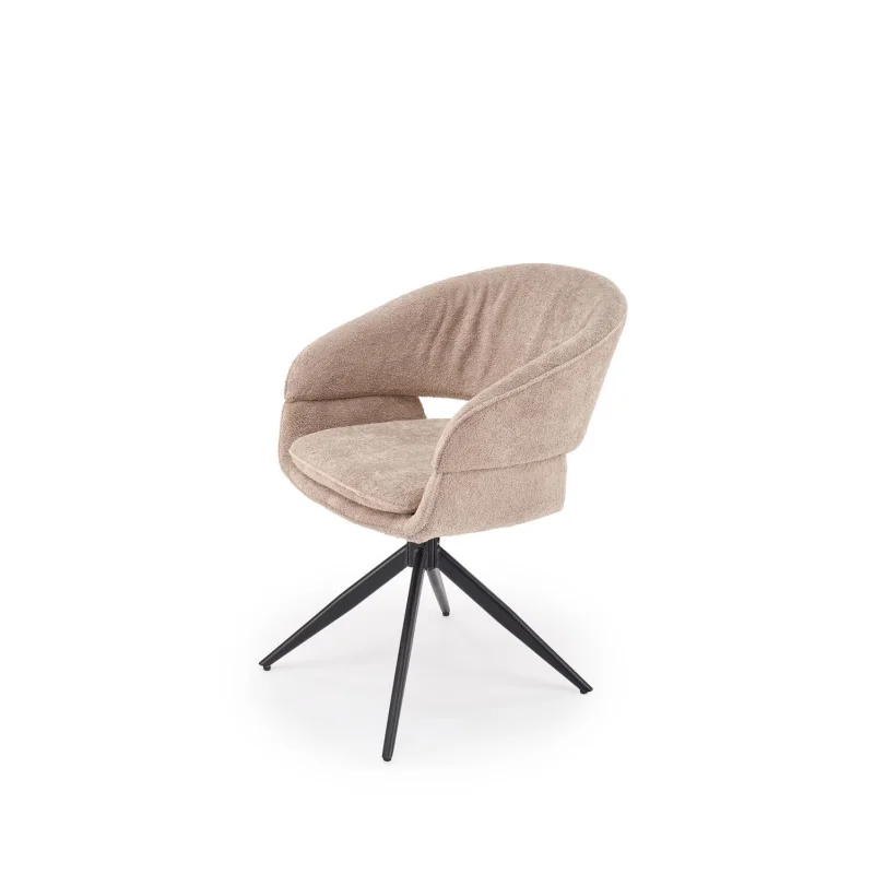 Swivel Chair Laura in cappuccino color with black frame 47 x 50 x 82cm