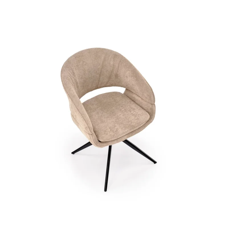Swivel Chair Laura in cappuccino color with black frame 47 x 50 x 82cm
