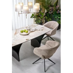 Swivel Chair Laura in cappuccino color with black frame 47 x 50 x 82cm
