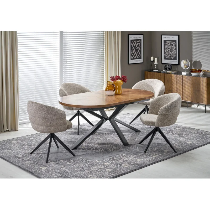 Swivel Chair Sonia light beige with black frame 47 x 45 x 85cm