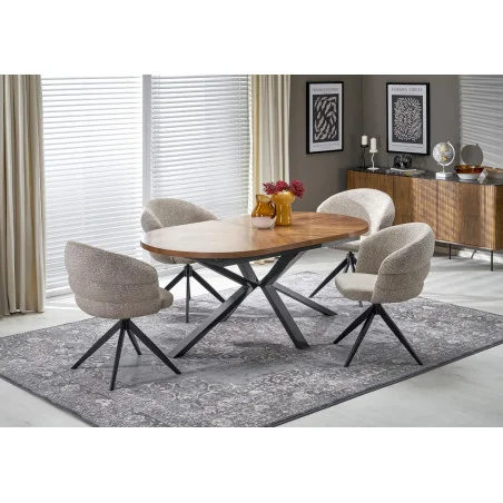 Swivel Chair Sonia light beige with black frame 47 x 45 x 85cm