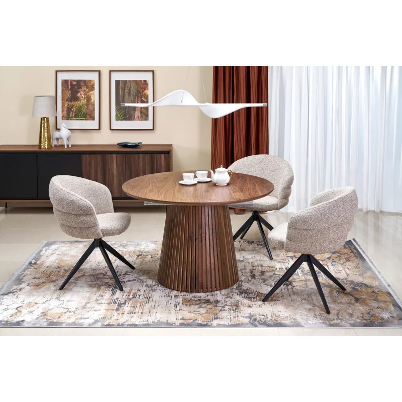 Swivel Chair Sonia light beige with black frame 47 x 45 x 85cm