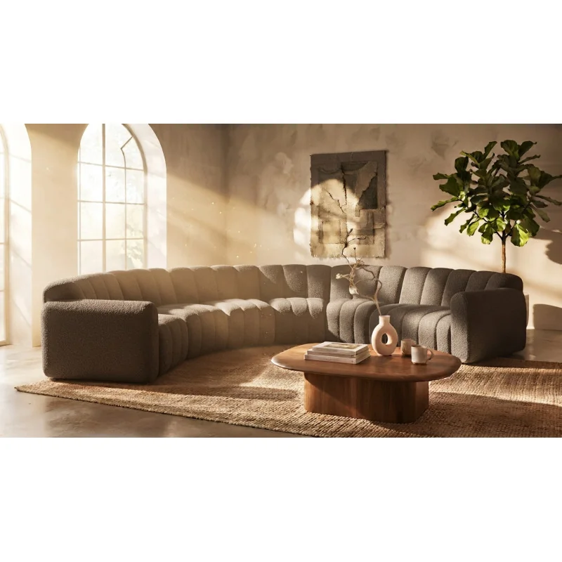 Corner Sofa modular Muto Quilted Curved 90° with two arms 310x310cm
