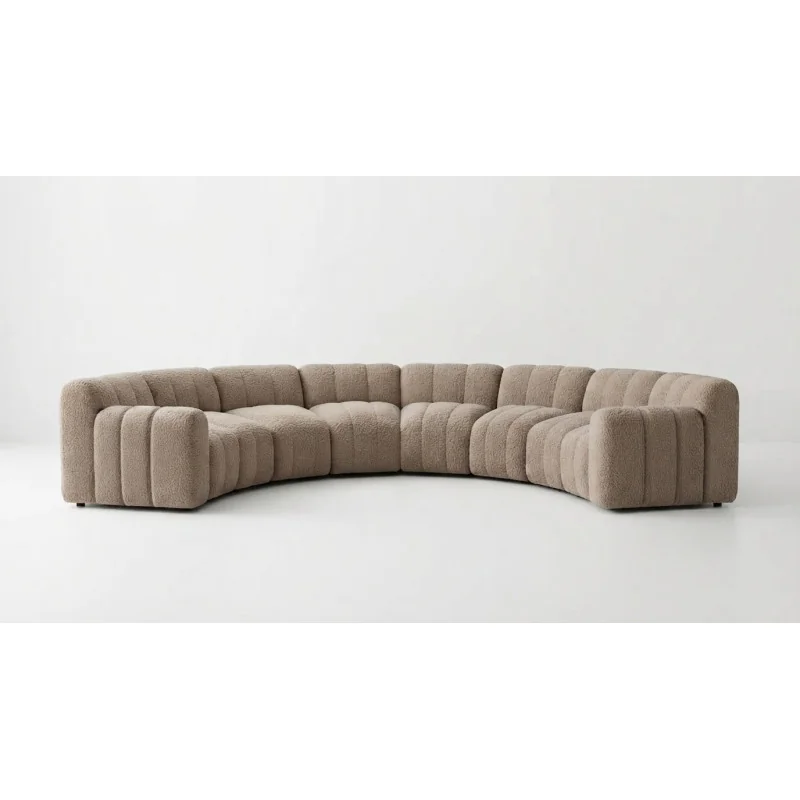 Corner Sofa modular Muto Quilted Curved 90° with two arms 310x310cm