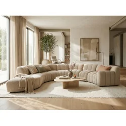 Corner Sofa modular Muto Quilted Curved 90° open round end 330x290cm