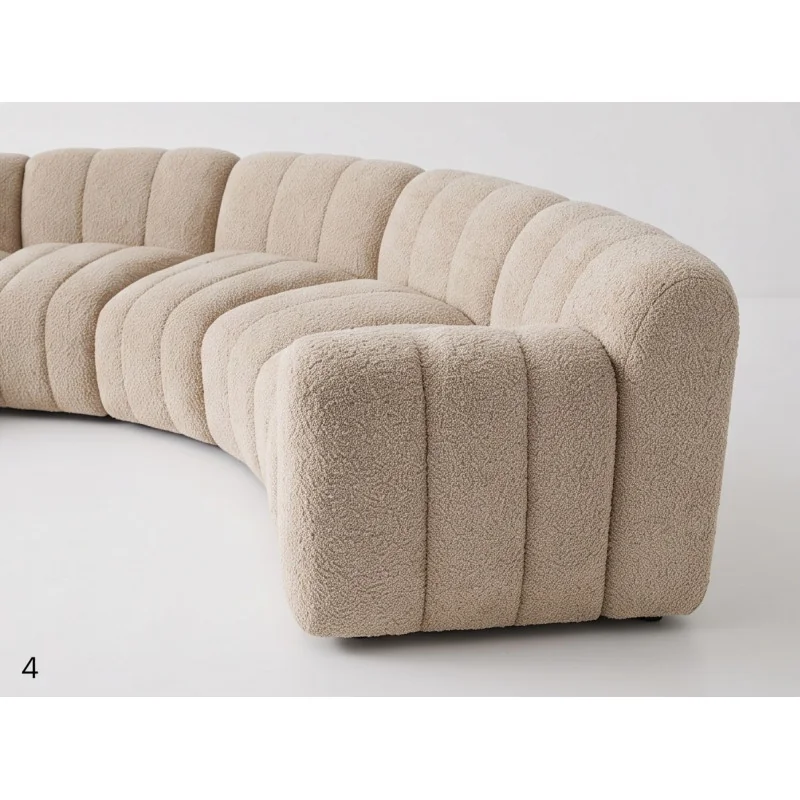Corner Sofa modular Muto Quilted Curved 90° open round end 330x290cm
