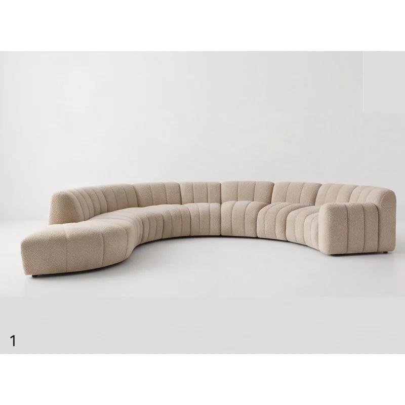 Corner Sofa modular Muto Quilted Curved 90° open round end 330x290cm