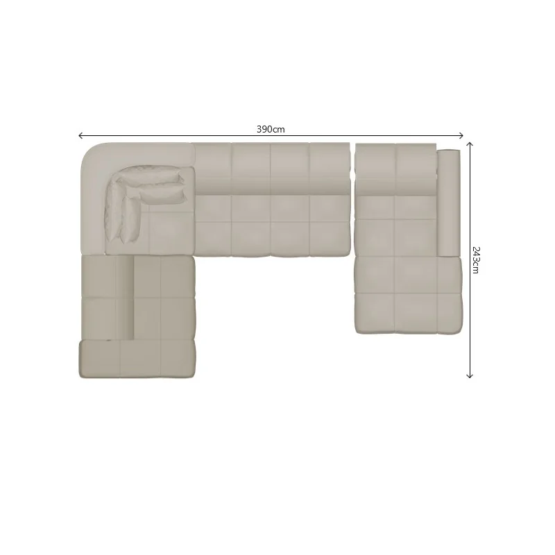 U-shape Sofa Bullet Round corner adjustable backrests 240-280x385x195