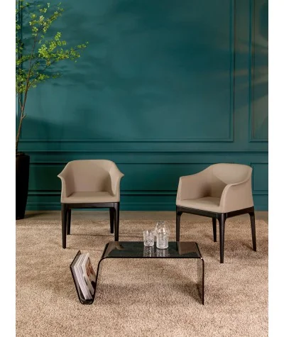 Coffee table Line made of curved crystal 85 x 40cm