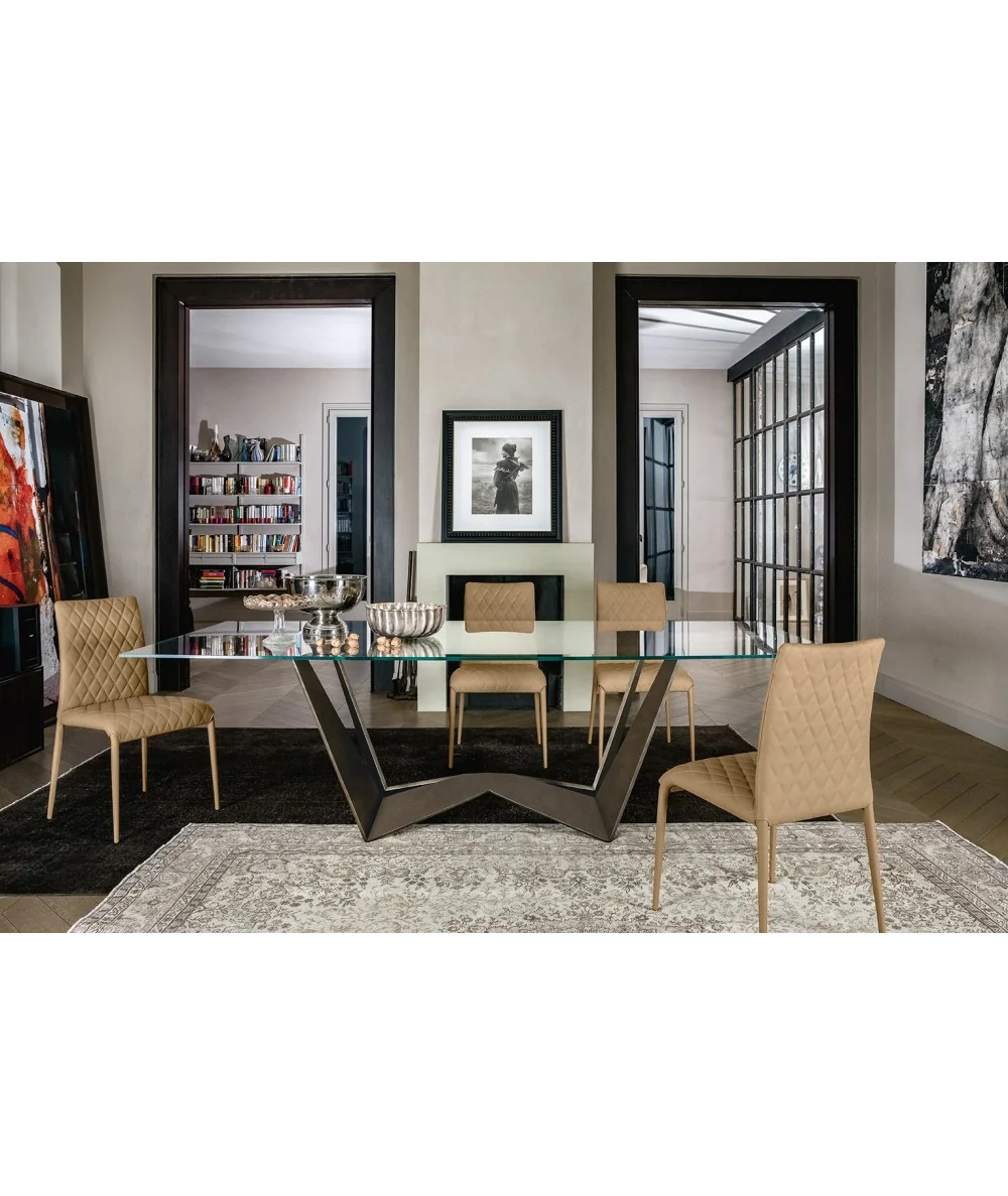 Dining table Reverse transparent crystal top 180x90 200x100 250x120cm