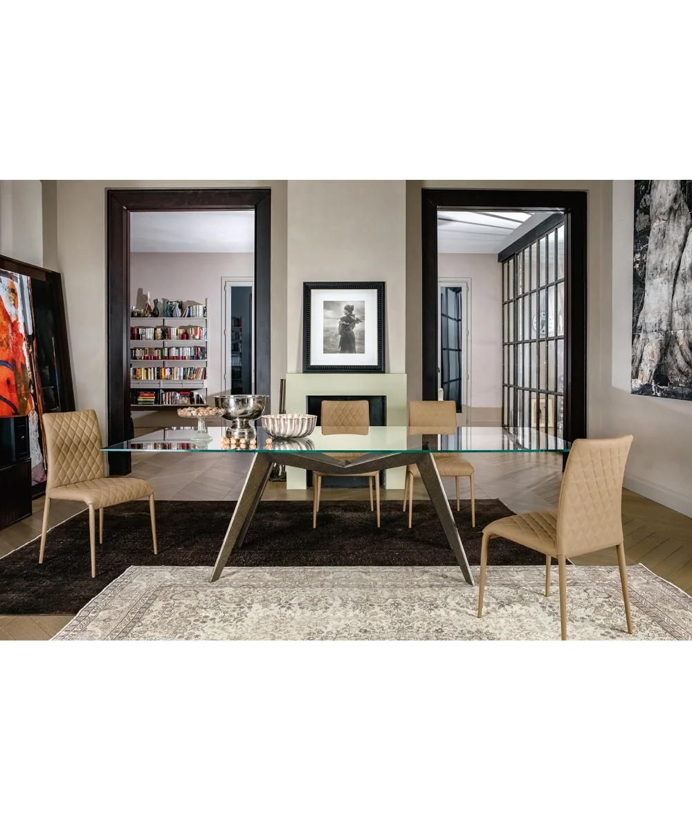 Dining table Reverse transparent crystal top 180x90 200x100 250x120cm