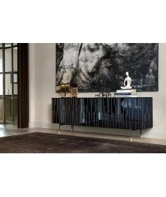Μπουφές Drops Μαύρος από μασίφ ξύλο δρυός 185 - 217 x 47 x 79cm