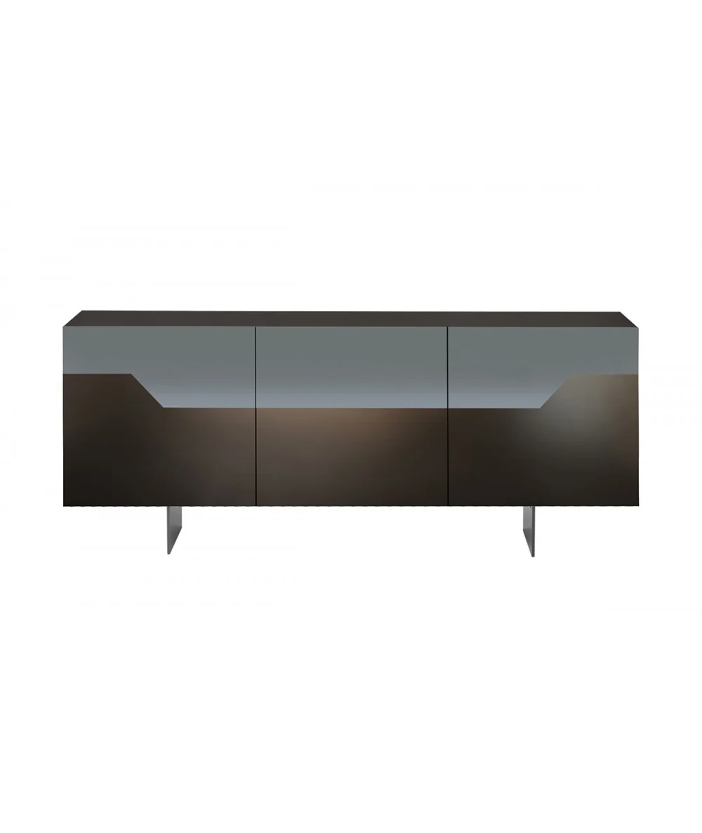 Sideboard Canova black with mirror and pocelain doors 180-240x46x75cm