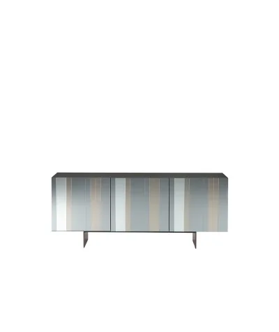Sideboard Diva black lacquered and mirror doors 180 - 240 x 46 x 75cm