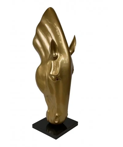 Floor deco figurine Tete de Cheval Gold 50 x 50 x 150cm