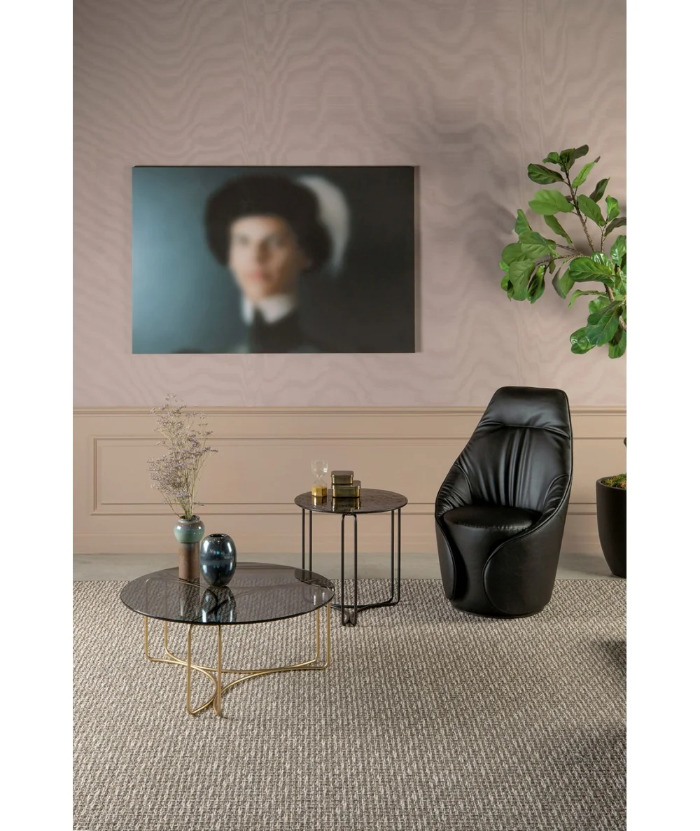 Coffee table Jazz set 2 pieces crystal top with gold base 130 x 80cm