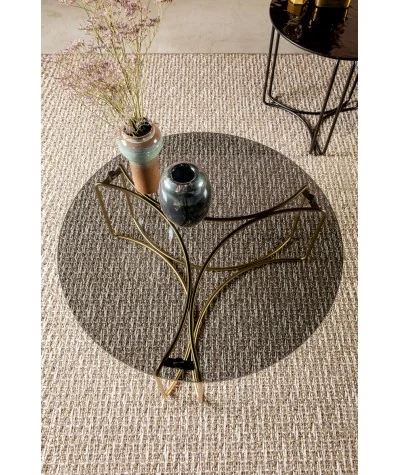 Coffee table Jazz set 2 pieces crystal top with gold base 130 x 80cm