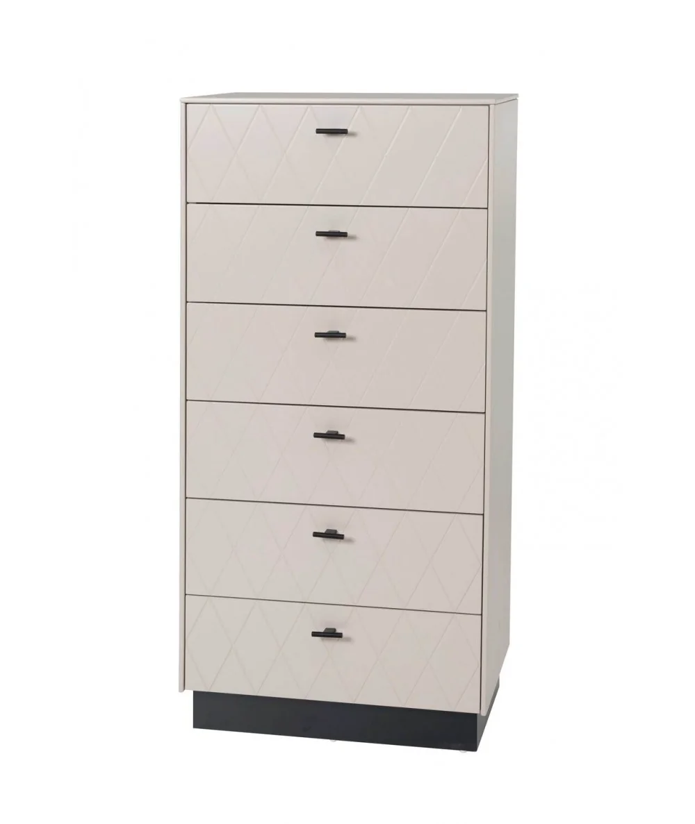 Dresser Diamond high lacquered greige with six drawers 62 x 42 x 111cm