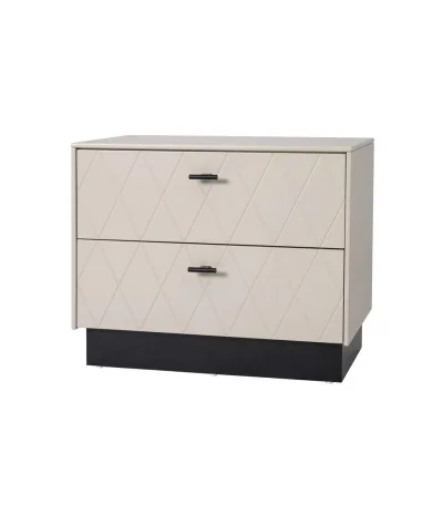 Nightstand Diamond Wide two drawers lacquered grey-beige 61x34x51cm