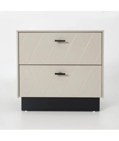 Nightstand Diamond with two drawers lacquered grey-beige 51x34x51cm